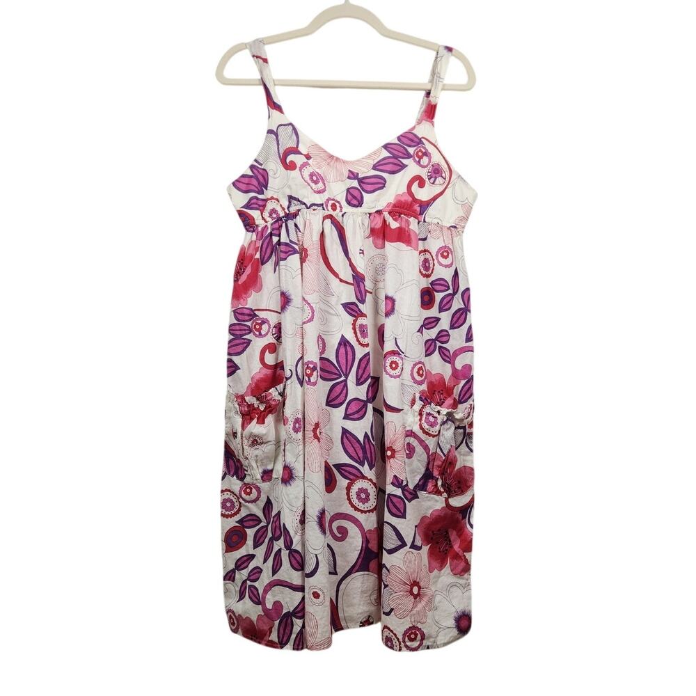 Vintage y2k At Last XL Boho Hippie Midi Dress Floral Flowers Summer Coastal